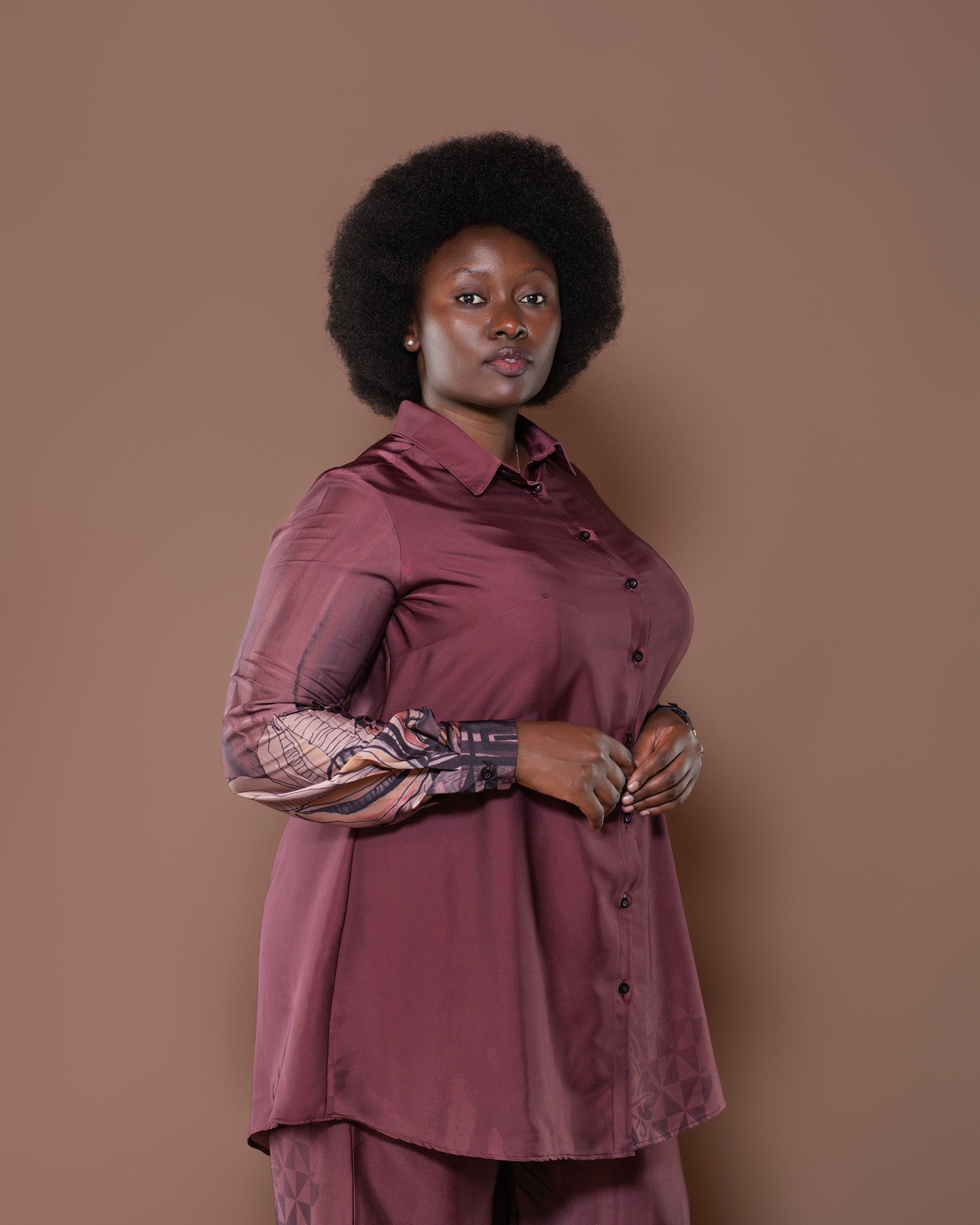 Botanical Boarder Blouse in Mauve